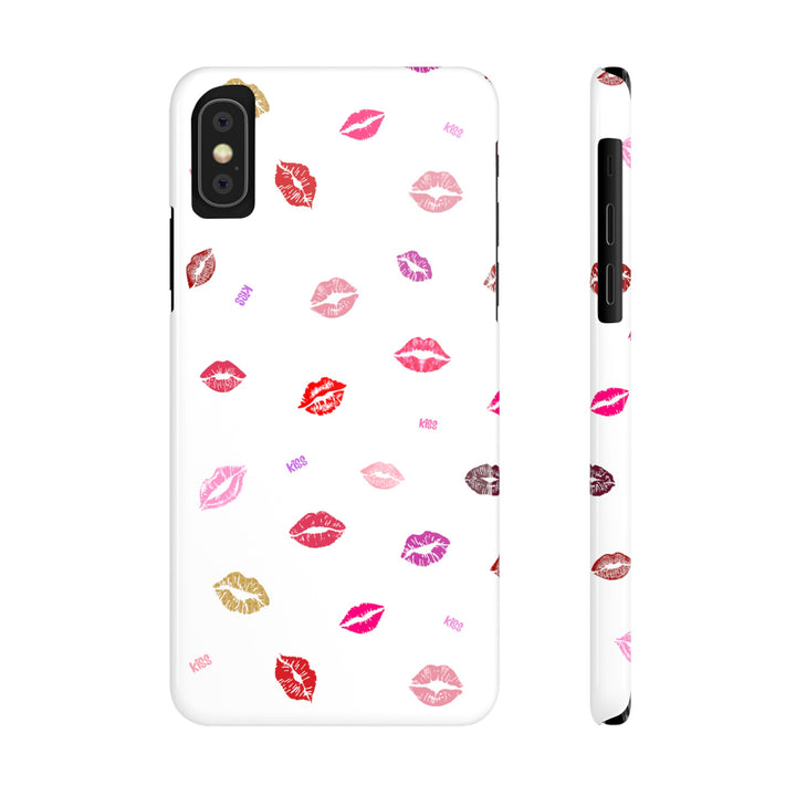 Kissing Lips - White - iPhone - Slim Phone Cases