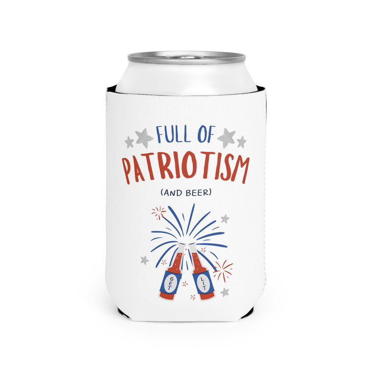 Patriotism and Beer - Coozie - White - Can Cooler Sleeve