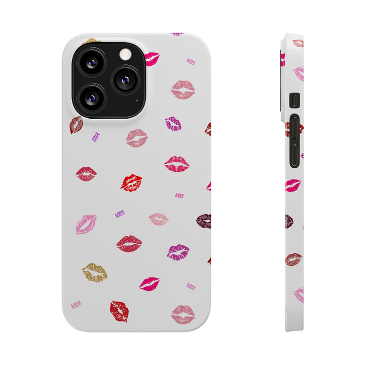 Kissing Lips - White - iPhone - Slim Phone Cases