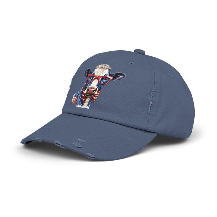 Patriotic Cow - Distressed Ball Cap