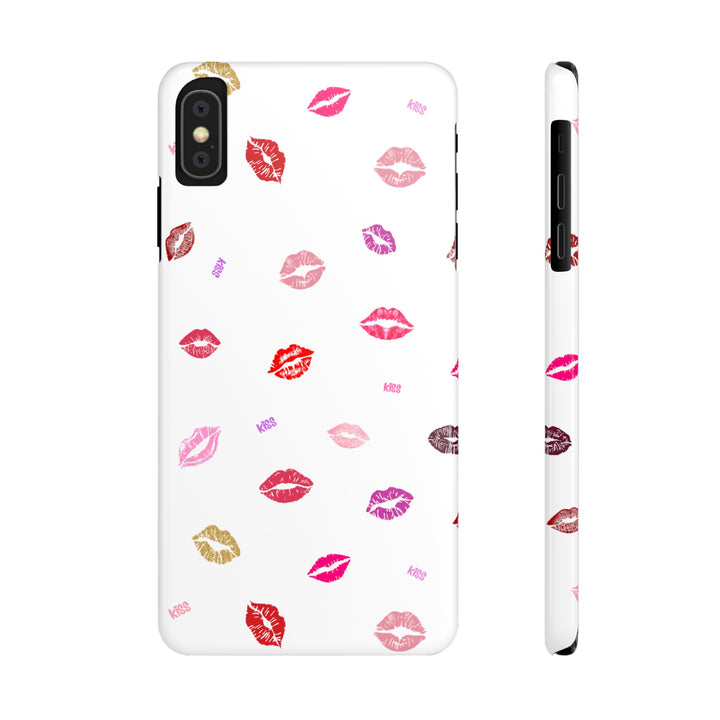 Kissing Lips - White - iPhone - Slim Phone Cases