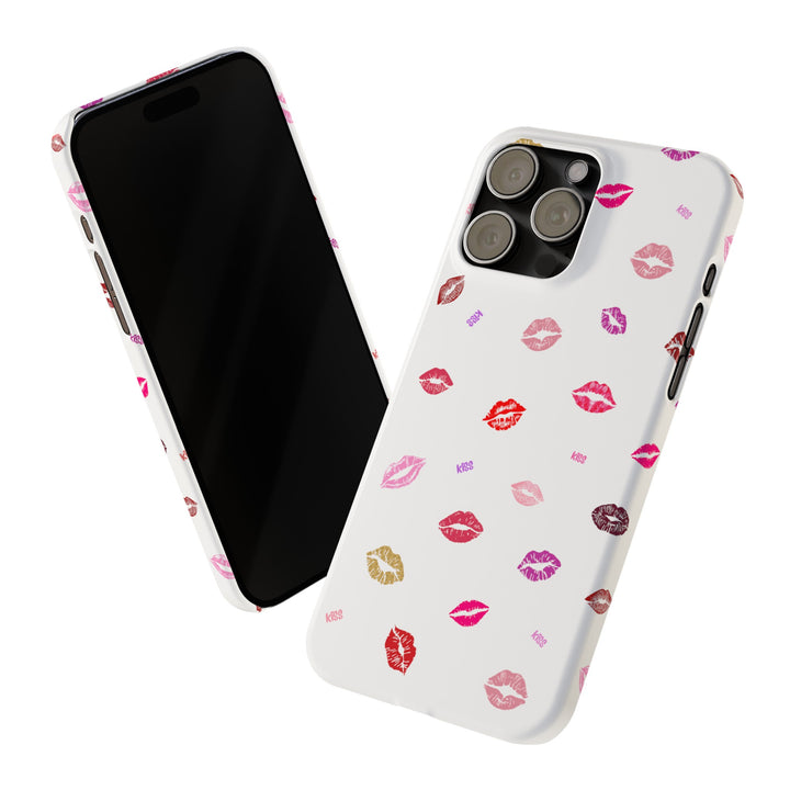 Kissing Lips - White - iPhone - Slim Phone Cases