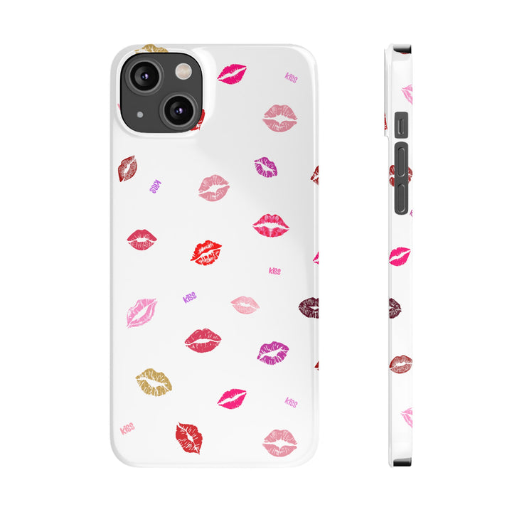 Kissing Lips - White - iPhone - Slim Phone Cases