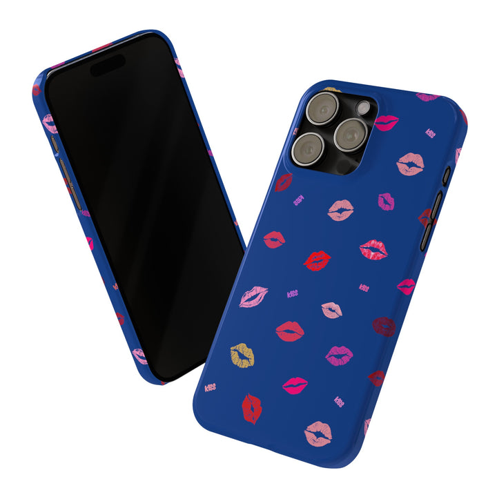 Kissing Lips - Blue - iPhone - Slim Phone Cases