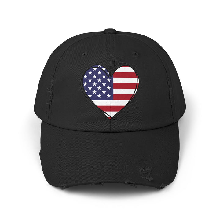 Patriotic Heart - Distressed Ball Cap