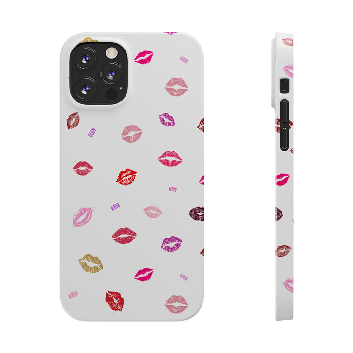 Kissing Lips - White - iPhone - Slim Phone Cases