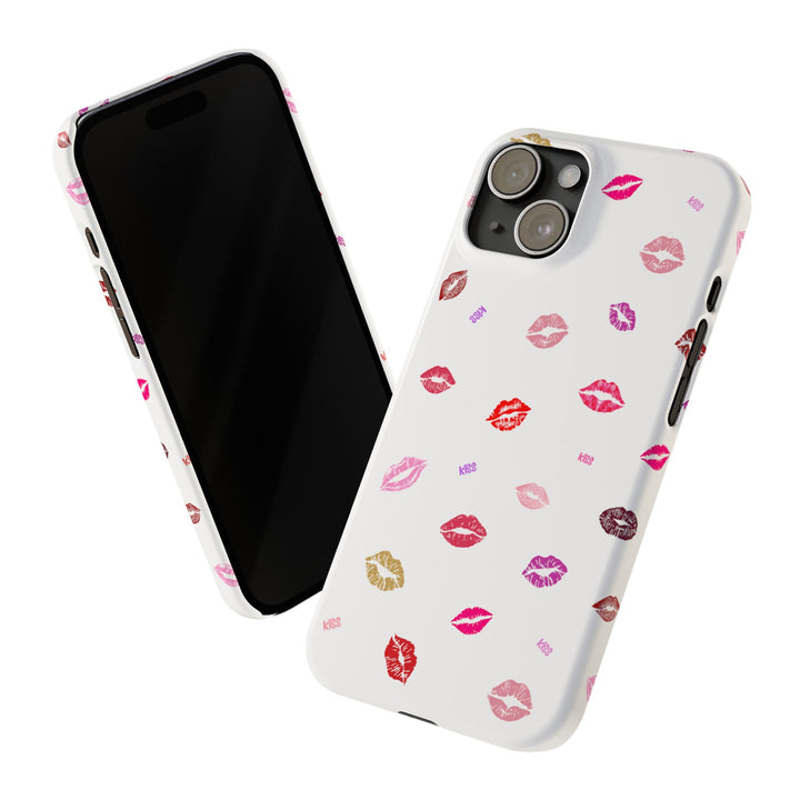 Kissing Lips - White - iPhone - Slim Phone Cases