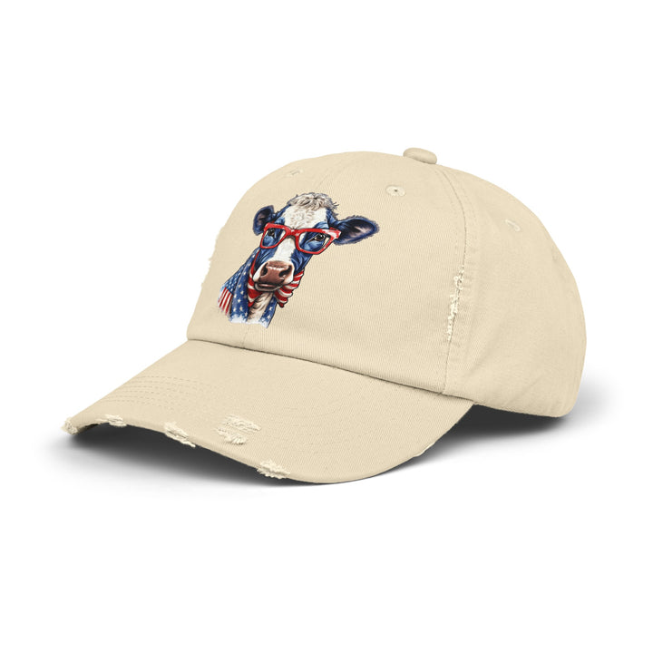 Patriotic Cow - Distressed Ball Cap