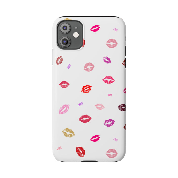 Kissing Lips - White - iPhone - Slim Phone Cases