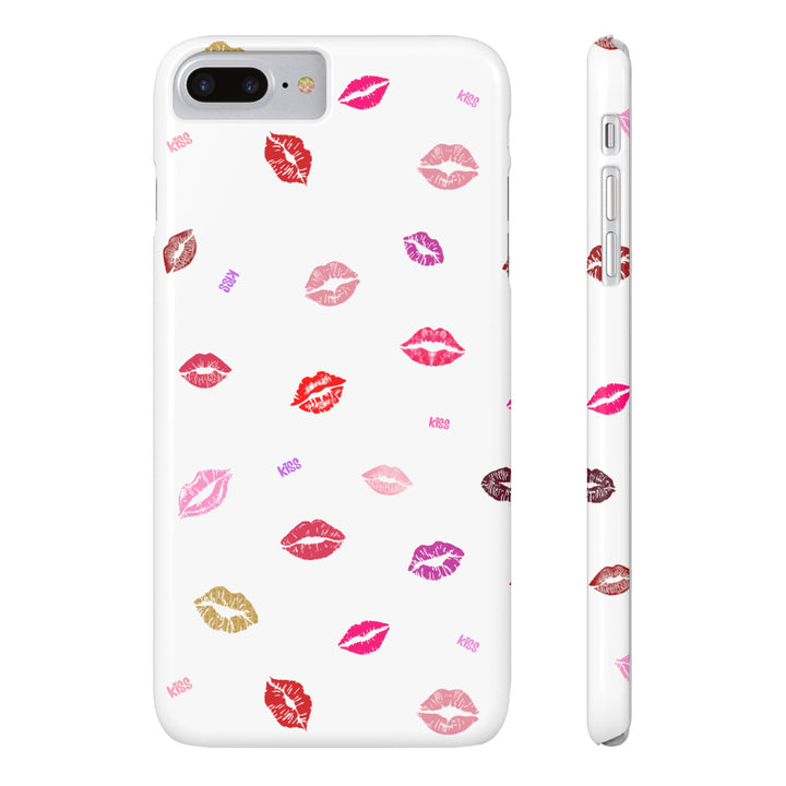 Kissing Lips - White - iPhone - Slim Phone Cases