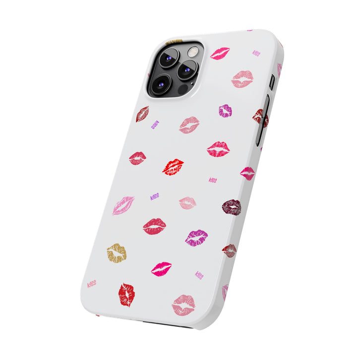 Kissing Lips - White - iPhone - Slim Phone Cases