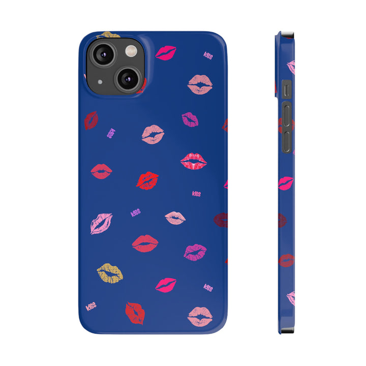 Kissing Lips - Blue - iPhone - Slim Phone Cases