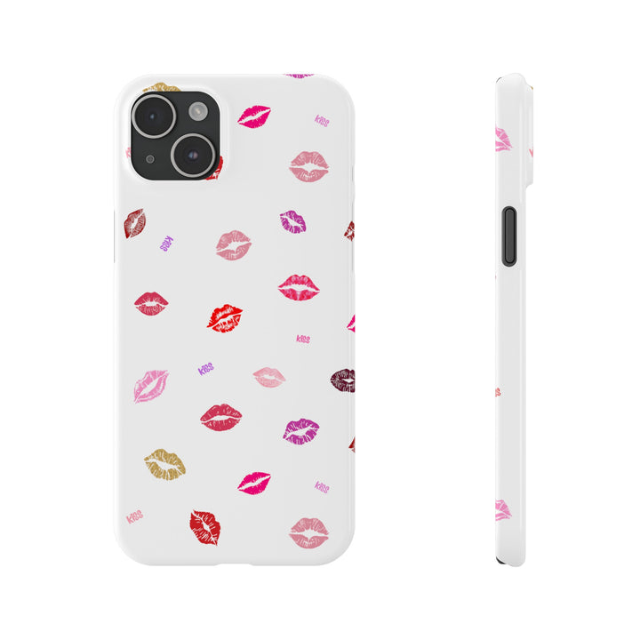 Kissing Lips - White - iPhone - Slim Phone Cases