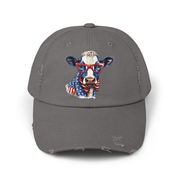 Patriotic Cow - Distressed Ball Cap