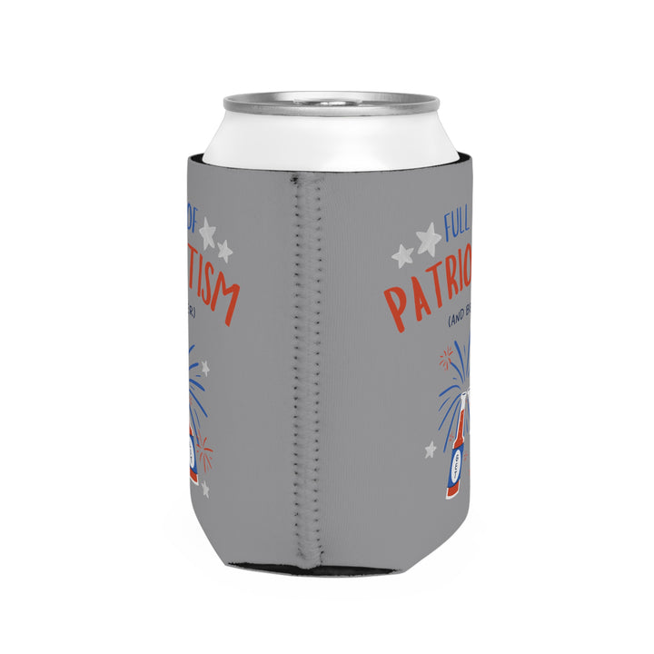 Patriotism and Beer - Coozie - Gray - Can Cooler Sleeve