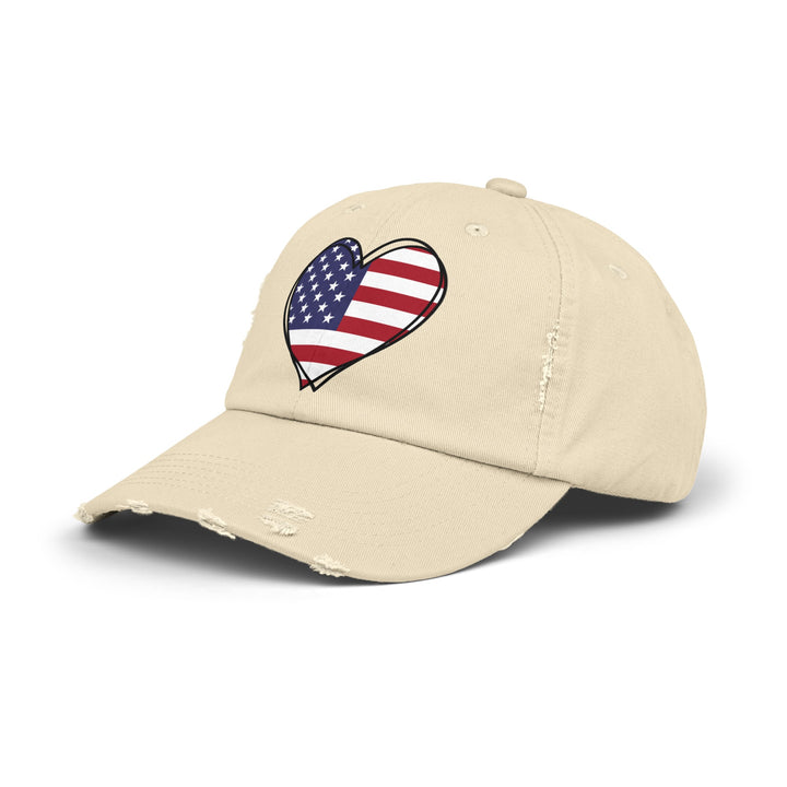 Patriotic Heart - Distressed Ball Cap