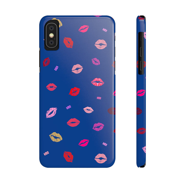 Kissing Lips - Blue - iPhone - Slim Phone Cases