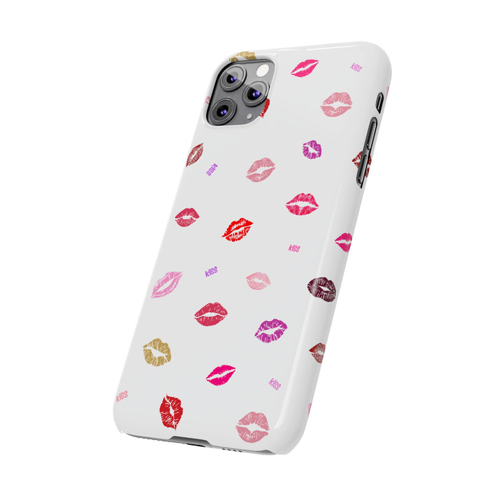 Kissing Lips - White - iPhone - Slim Phone Cases