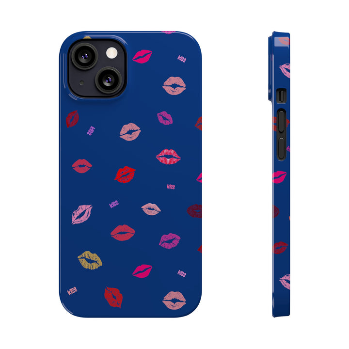 Kissing Lips - Blue - iPhone - Slim Phone Cases