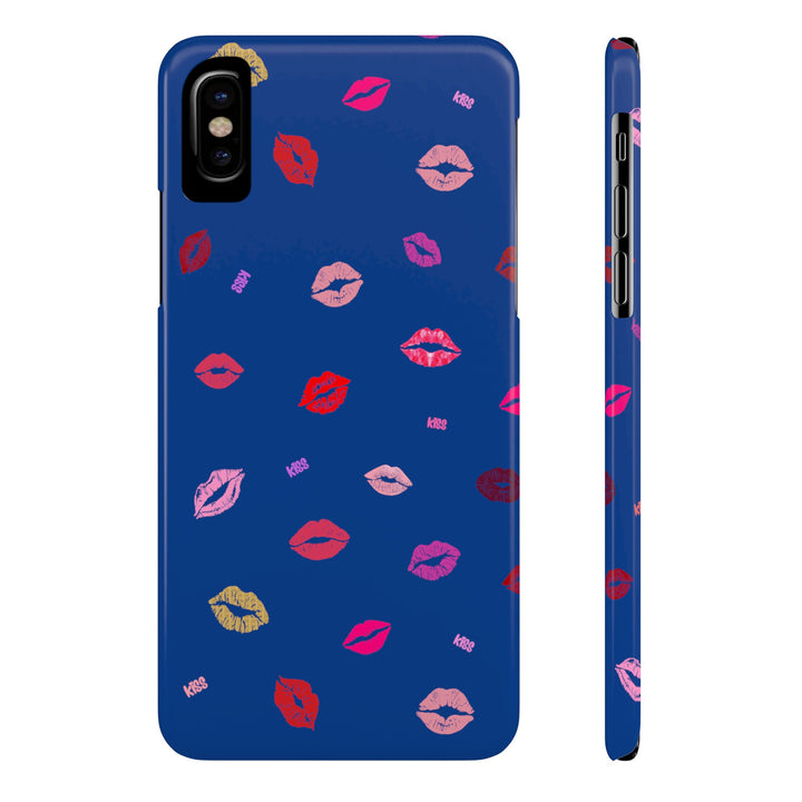 Kissing Lips - Blue - iPhone - Slim Phone Cases