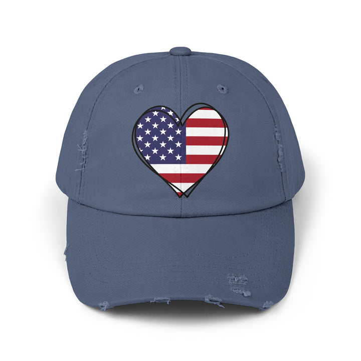 Patriotic Heart - Distressed Ball Cap