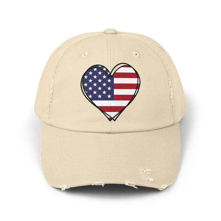 Patriotic Heart - Distressed Ball Cap