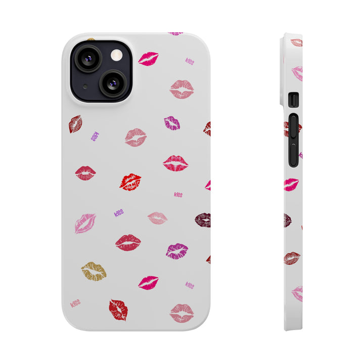 Kissing Lips - White - iPhone - Slim Phone Cases