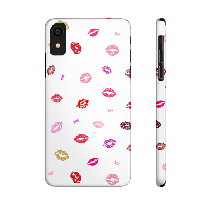 Kissing Lips - White - iPhone - Slim Phone Cases