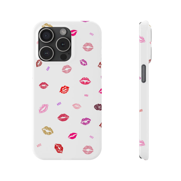 Kissing Lips - White - iPhone - Slim Phone Cases