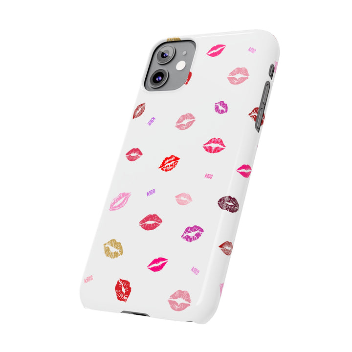 Kissing Lips - White - iPhone - Slim Phone Cases