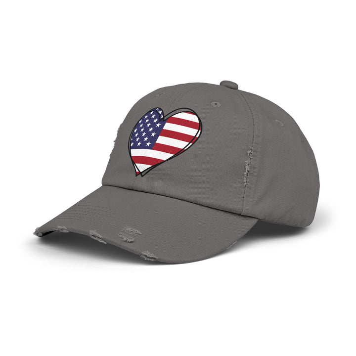 Patriotic Heart - Distressed Ball Cap