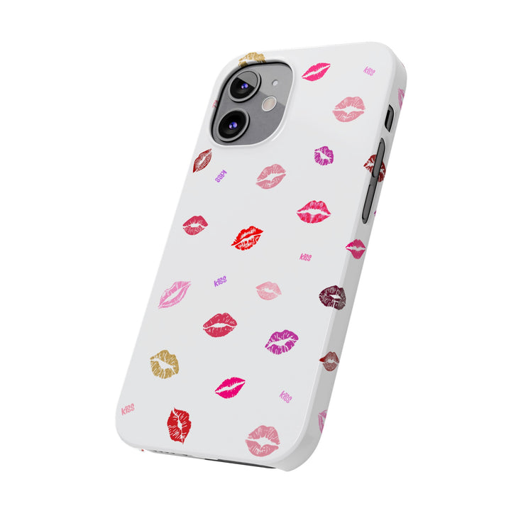 Kissing Lips - White - iPhone - Slim Phone Cases