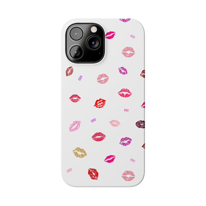 Kissing Lips - White - iPhone - Slim Phone Cases