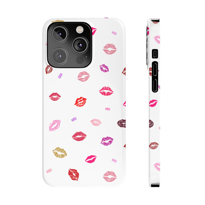 Kissing Lips - White - iPhone - Slim Phone Cases