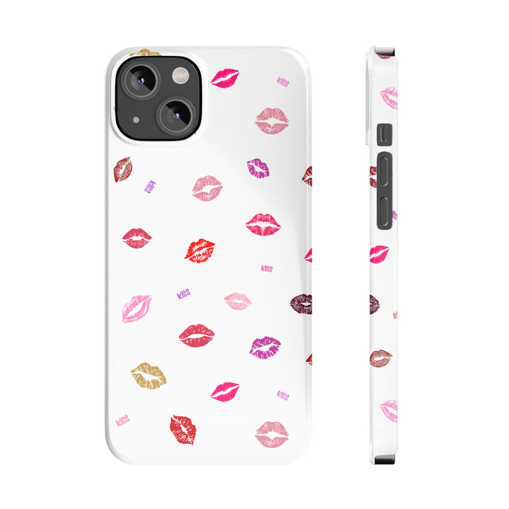 Kissing Lips - White - iPhone - Slim Phone Cases