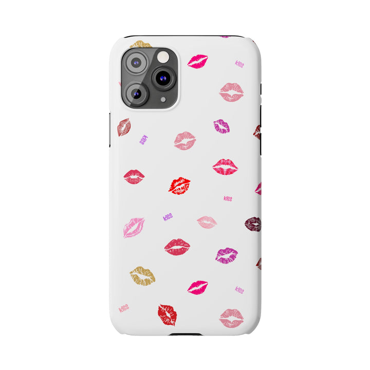 Kissing Lips - White - iPhone - Slim Phone Cases