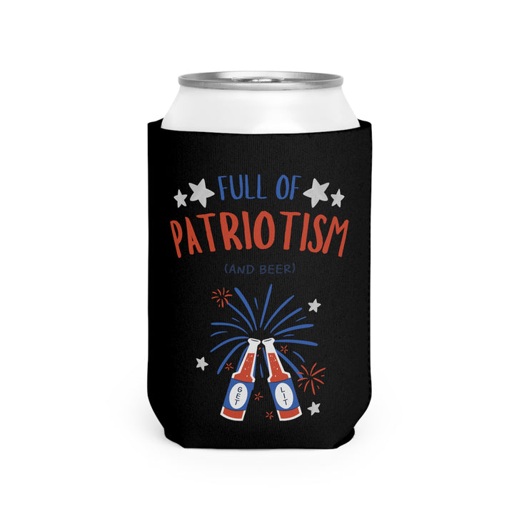 Copy of Patriotism and Beer - Coozie - Black - Can Cooler Sleeve