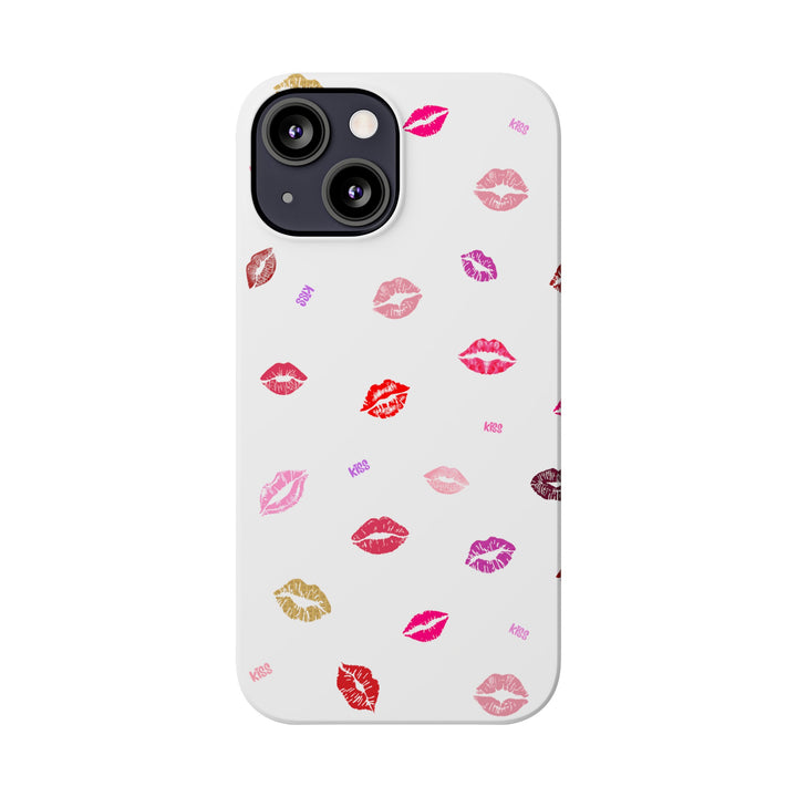 Kissing Lips - White - iPhone - Slim Phone Cases