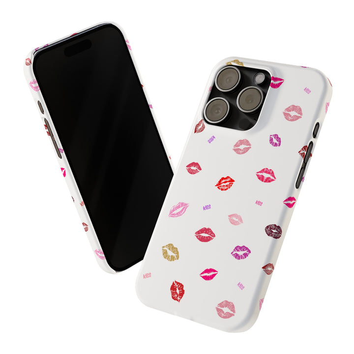 Kissing Lips - White - iPhone - Slim Phone Cases