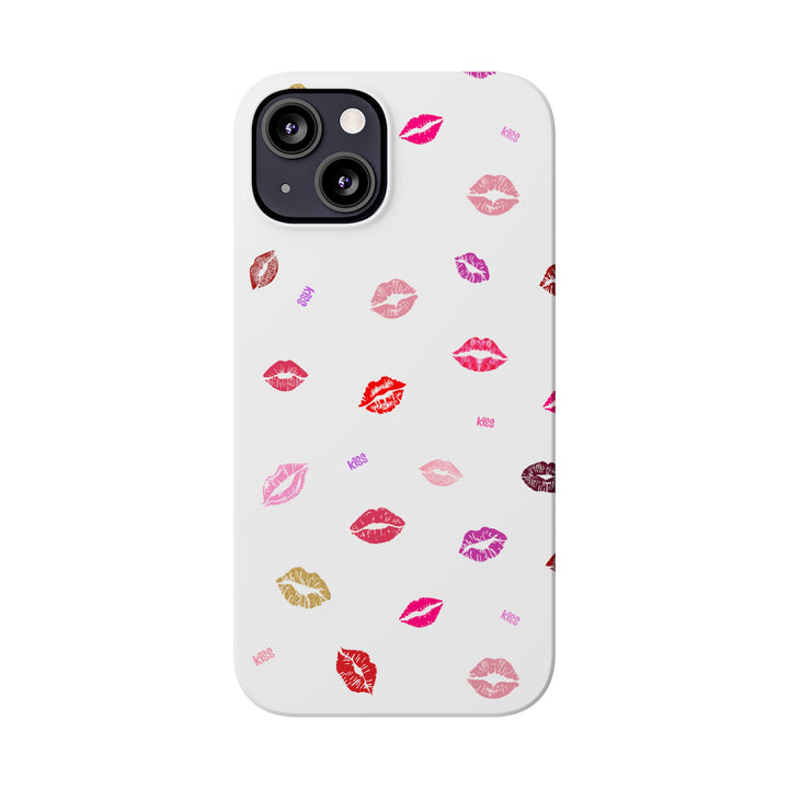 Kissing Lips - White - iPhone - Slim Phone Cases