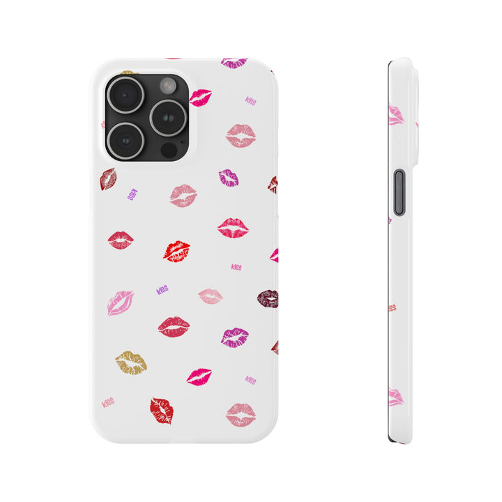 Kissing Lips - White - iPhone - Slim Phone Cases