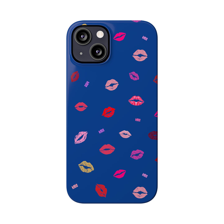 Kissing Lips - Blue - iPhone - Slim Phone Cases