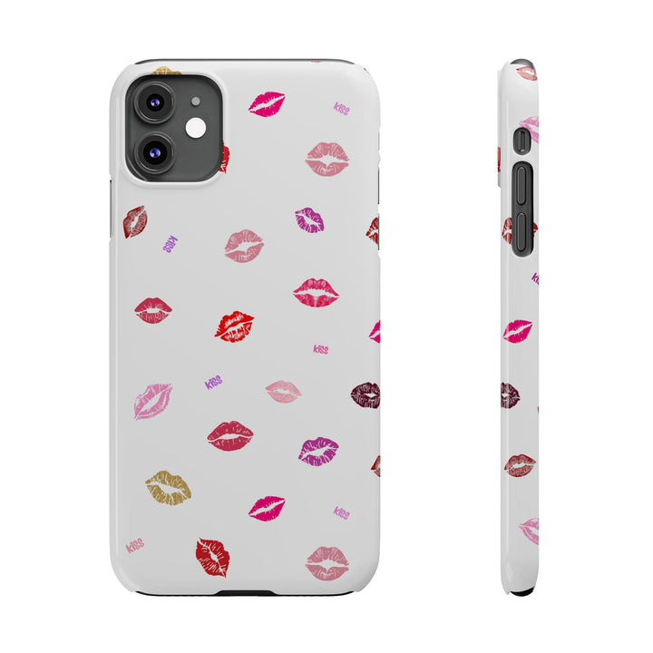 Kissing Lips - White - iPhone - Slim Phone Cases