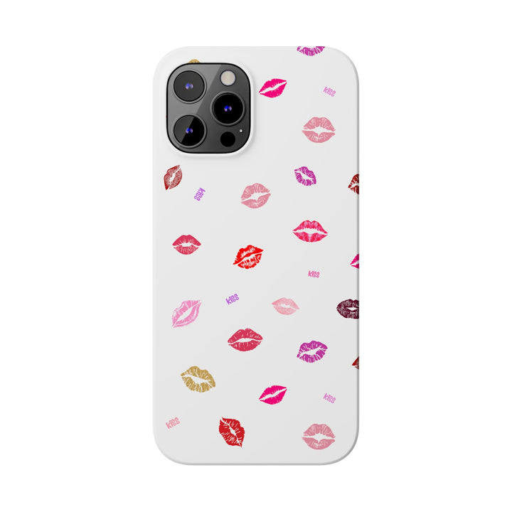 Kissing Lips - White - iPhone - Slim Phone Cases