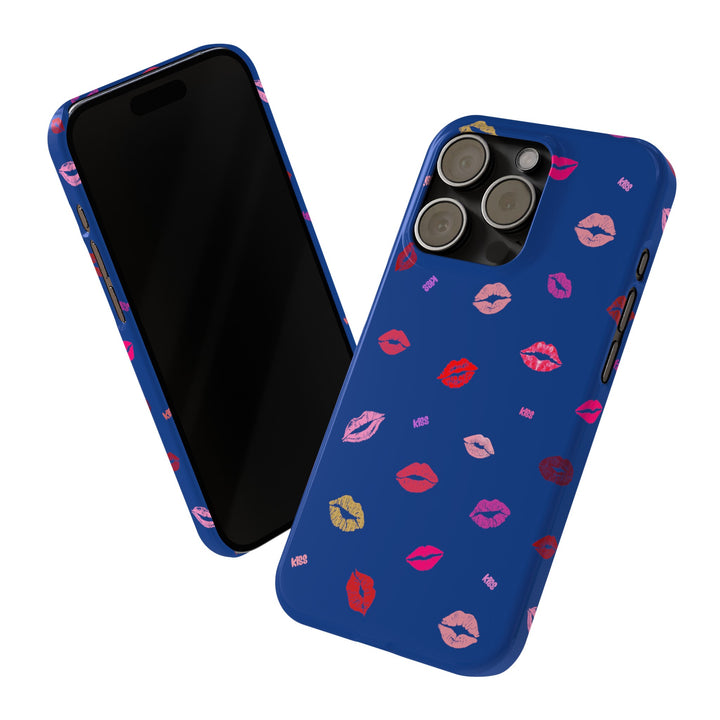 Kissing Lips - Blue - iPhone - Slim Phone Cases