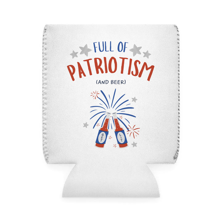 Patriotism and Beer - Coozie - White - Can Cooler Sleeve