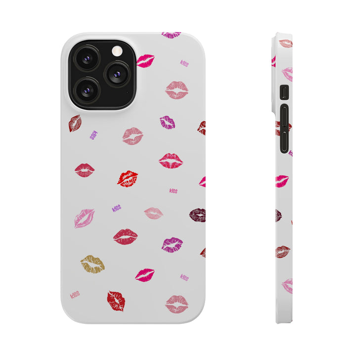 Kissing Lips - White - iPhone - Slim Phone Cases