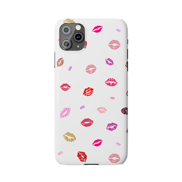 Kissing Lips - White - iPhone - Slim Phone Cases