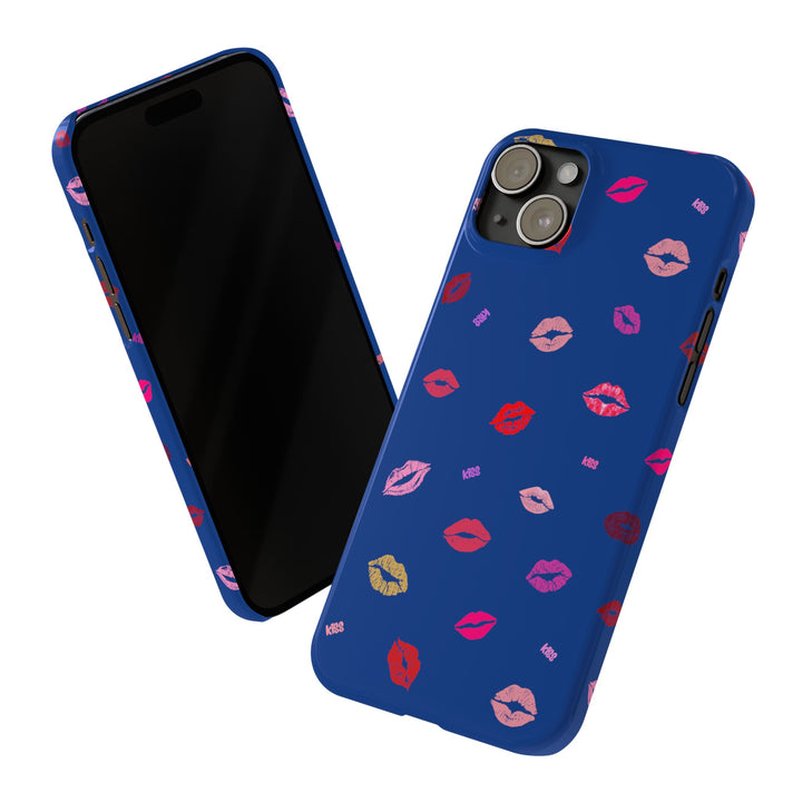 Kissing Lips - Blue - iPhone - Slim Phone Cases