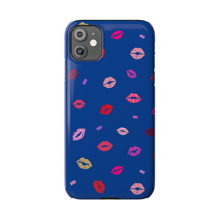 Kissing Lips - Blue - iPhone - Slim Phone Cases